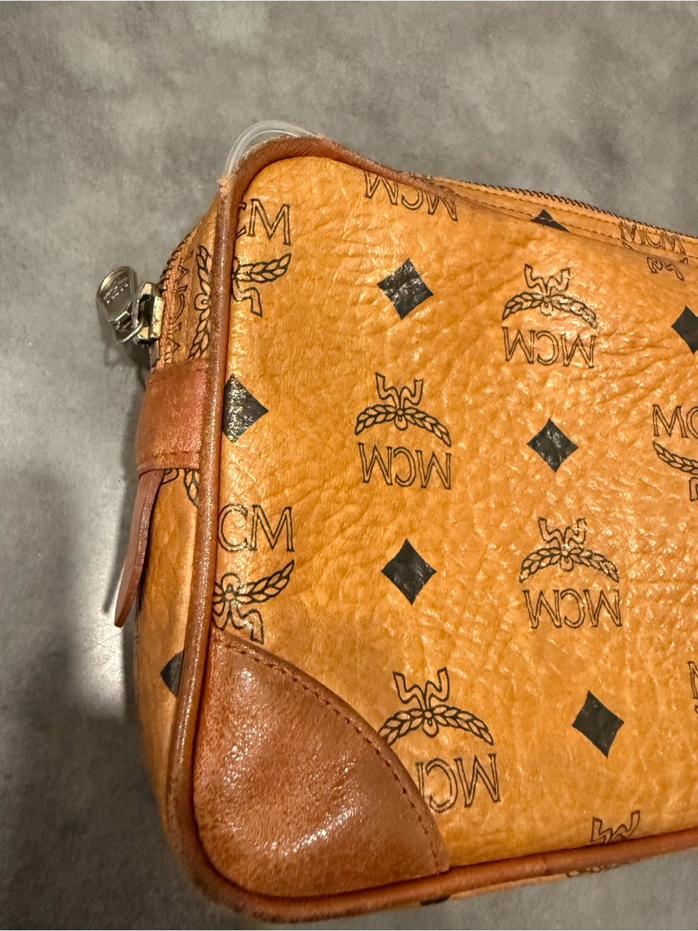 MCM Cognac Visetos Monogram Pouch with Leather Trim - Picture 13 of 13